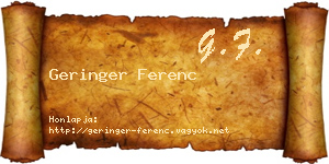 Geringer Ferenc névjegykártya